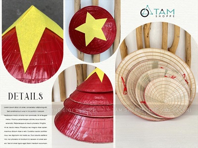 Nón lá trang trí phong cách cờ Đỏ sao Vàng [4 Size] NON-T-02